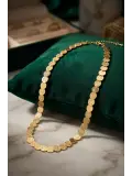 Plaka Model Gold Renk Pirinç Kadın Kolye