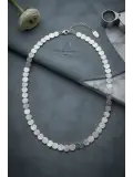 Plaka Model Gümüş Renk Pirinç Kadın Kolye