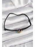 Siyah Renk İpli Asansörlü Mix Renk Çelik Halka Model Kadın Bileklik