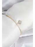 Yonca Model Zirkon Taşlı Gold Renk Asansörlü Su Yolu Bileklik