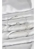 Zirkon Taşlı Gümüş Renk Tek Taş Model 3lü Kadın Bileklik Kombini