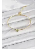 Zirkon Taşlı Yonca Model Gold Renk Kadın Bileklik