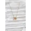 316L Çelik Gold Pembe Zirkon Taşlı Charmlı Kadın Kolye