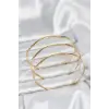 316L Çelik Gold Renk 65 mm Ajda Zikzak Model 3lü Kadın Bileklik