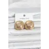 316L Çelik Gold Renk Düğme Model Kadın Küpe
