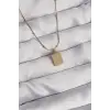 316L Çelik Gold Renk Kare Charm Model Kolye