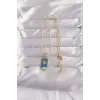 316L Çelik Gold Renk Mavi Mineli Güneş Model Tarot Kolye
