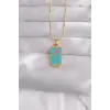 316L Çelik Gold Renk Mavi Mineli Tarot Kolye