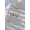 316L Çelik Gold Renk Minimal Beyaz Sedefli Yonca Kolye