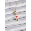 316L Çelik Gold Renk Renkli Kalp Figür Charm Model Kadın Kolye