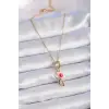 316L Çelik Gold Renk Renkli Kalp Figür Charm Model Kadın Kolye