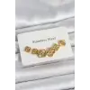 316L Çelik Gold Renk Yonca Küpe Seti