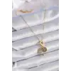 316L Çelik Gold Renk Zirkon Taşlı Ay Yıldız  Model Charm Model Kadın Kolye