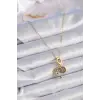 316L Çelik Gold Renk Zirkon Taşlı Ay Yıldız Model Charm Model Kadın Kolye