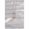 316L Çelik Gümüş Renk Pembe Mineli Ay Figür Tarot Kolye