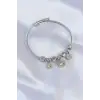 316L Çelik Gümüş Renk Zirkon Taşlı Model Charm Bileklik