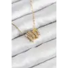 316L Çelik Zirkon Taşlı Sarmal Model Gold Renk Kadın Kolye