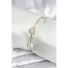 Beyaz Sedefli Yonca Model Gold Renk Kadın Bileklik