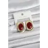 Bordo Renk Kare Model Vintage Kadın Küpe