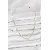 CM 14K Gold Renk Lazerli Zincir Model Kadın Kolye