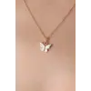 Gold Beyaz Renk Kelebek Figür Kadın Kolye