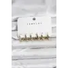 Gold Renk Pirinç Halka Kadın Küpe Seti