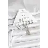 Gümüş Renk Pirinç 6 Çiftli Kadın Küpe Seti