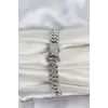 Gümüş Renk Pirinç Cuba Chain Gurmet Bileklik