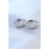 Gümüş Renk Zirkon Taşlı Halka Model Pirinç Kadın Küpe
