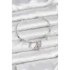 Pembe Kelebek Charmlı Gümüş Renk Kadın Bileklik
