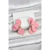 Pembe Mineli Lotus Model Pirinç Kadın Küpe