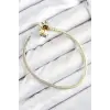 Pirinç Charm Zirkon Taşlı Yonca Model Gold Renk Kadın Bileklik