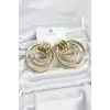 Pirinç Gold Renk Halka Model Vintage Kadın Küpe