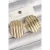 Pirinç Gold Renk İşlemeli Daire Plaka Model Kadın Küpe