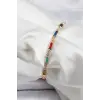 Pirinç Gold Renk Karışık Renkli Kare Zirkon Taşlı Kadın Bileklik
