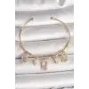 Pirinç Gold Renk Sallantı Zirkon Taşlı Messika Figür Charm Kadın Bileklik