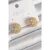 Pirinç Gold Renk Zirkon Taşlı Kadın Küpe
