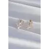 Pirinç Gold Renk Zirkon Taşlı V Model Küpe