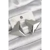 Pirinç Gümüş Renk 3D Üçgen Model Kadın Küpe