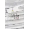 Pirinç Gümüş Renk Çiçek Model 3lü Kadın Küpe