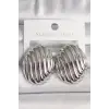 Pirinç Gümüş Renk İşlemeli Oval Model Kadın Küpe