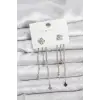 Pirinç Gümüş Renk Yonca Model Sallantılı Kadın Küpe