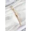 Pirinç Zirkon Taşlı Sonsuzluk Kalp Model Gold Renk Kadın Bileklik