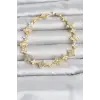 Pirinç Zirkon Taşlı ve Mineli Yonca Model Gold Renk Kadın Bileklik