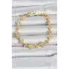 Pirinç Zirkon Taşlı Yonca Model Gold Renk Kadın Bileklik