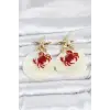 Yengeç Model Yıldız Detaylı Sedefli Kadın Küpe
