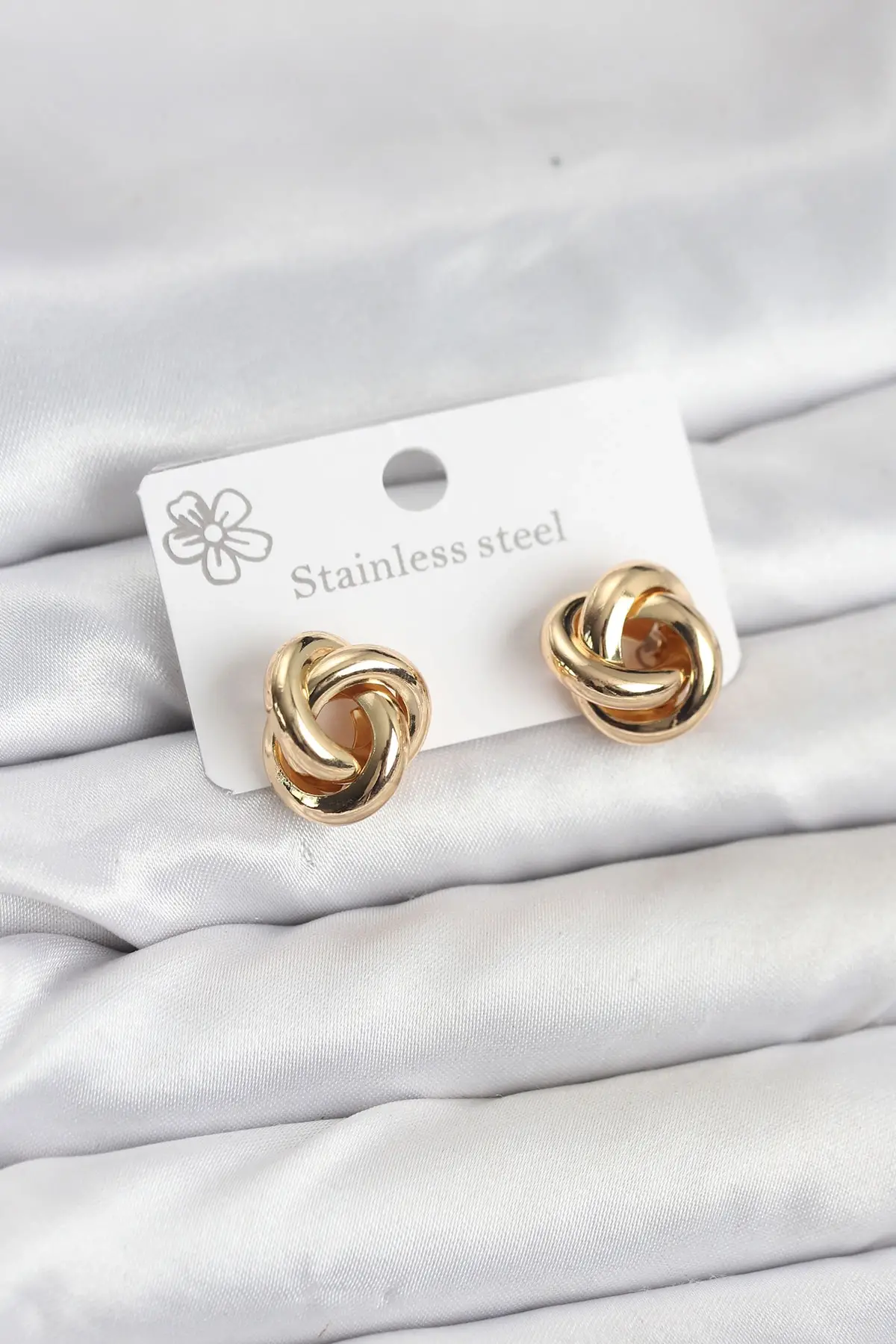 316L Çelik Gold Renk Sarmal Model Kadın Küpe