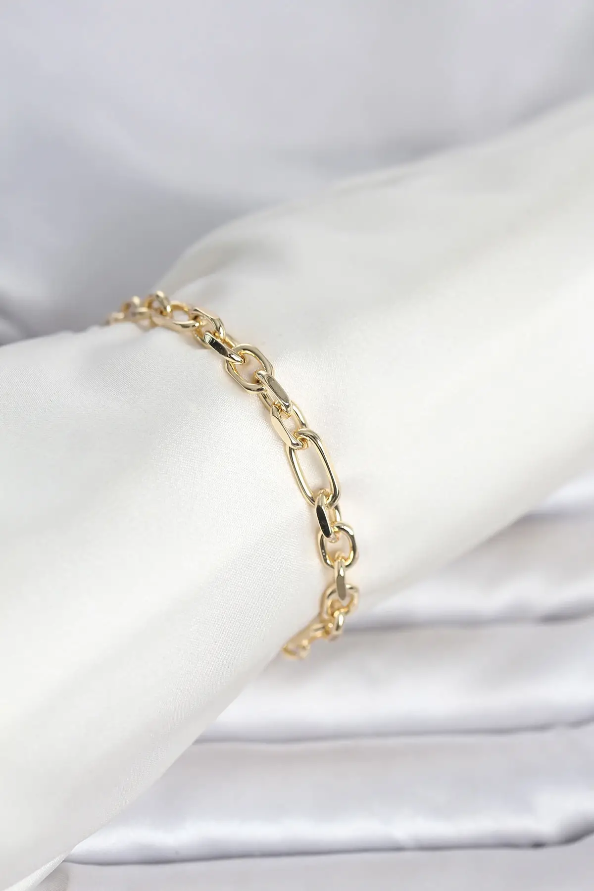 CM 14K Gold Renk Kalın Zincir Model Kadın Bileklik