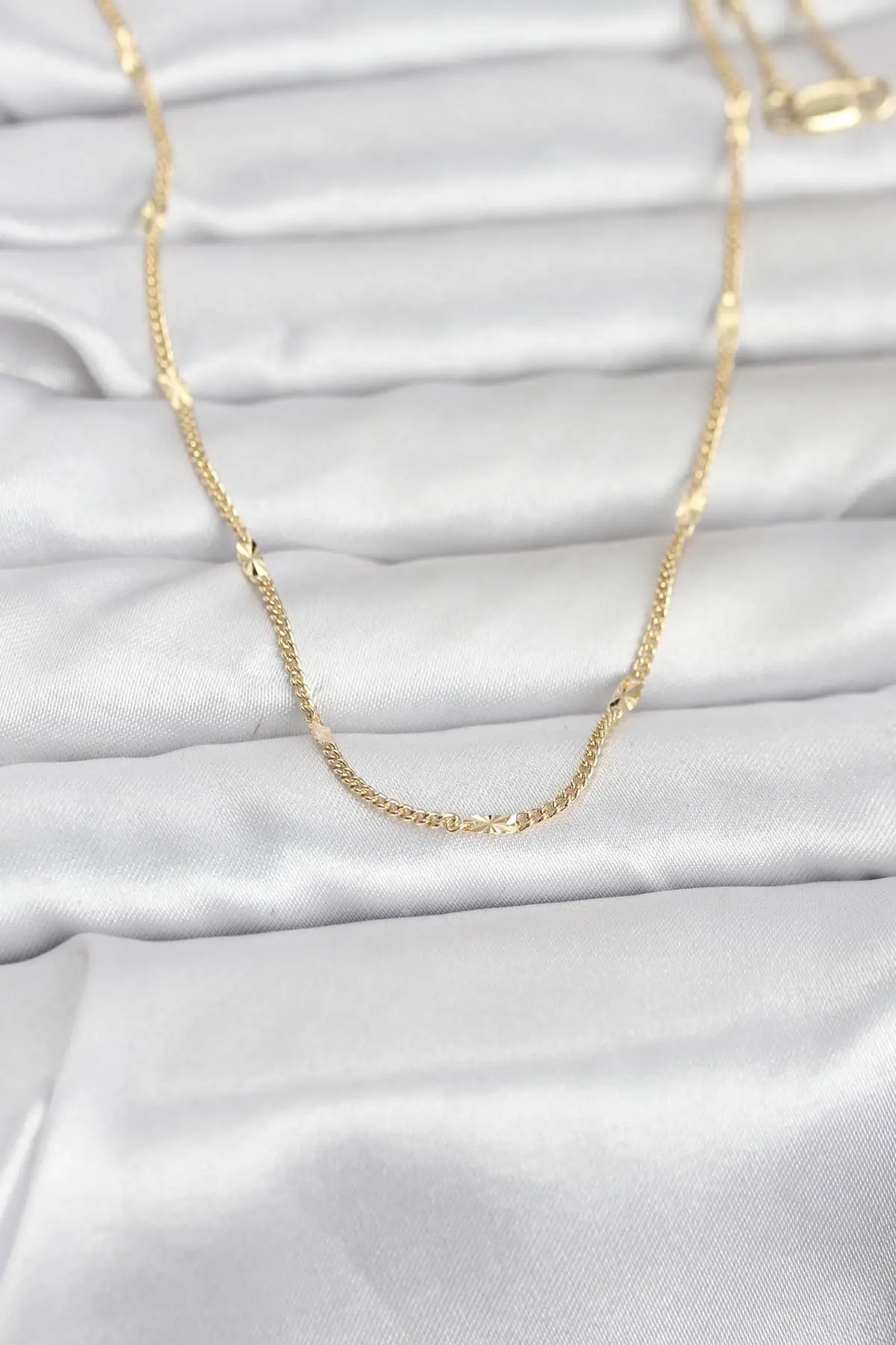 CM 14K Gold Renk Lazer Puntalı Model 60 cm Kadın Kolye