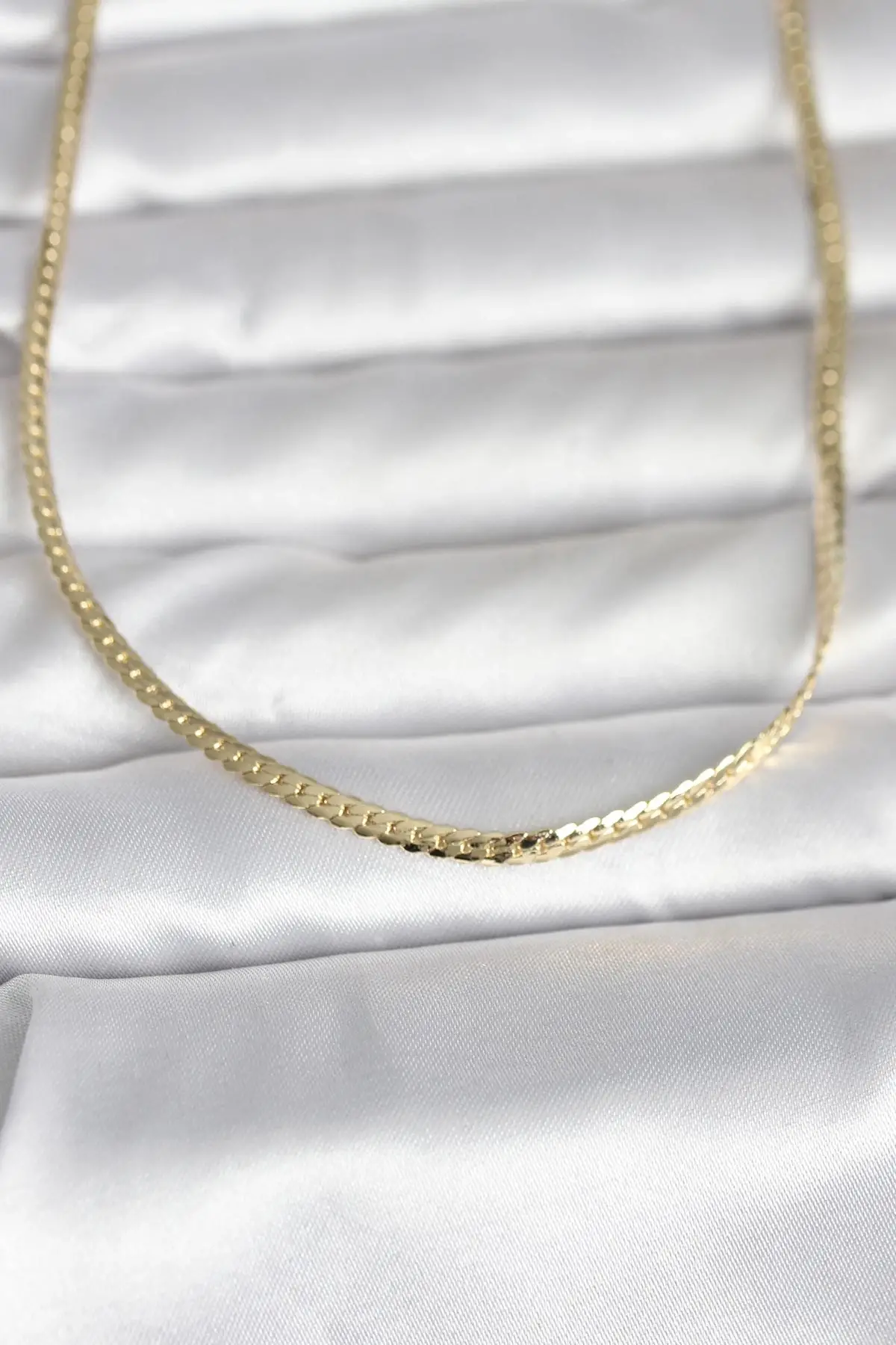 CM 14K Gold Renk Yassı Zincir Model 45 cm Kadın Kolye